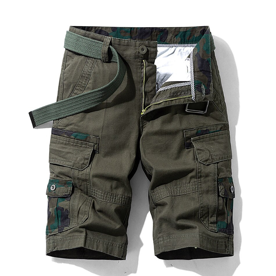 Men's Street Shorts Summer Camouflage Short Casual Cargo Multi-Pocket Cortos Homme Cotton Military Beach Work Brand Pants