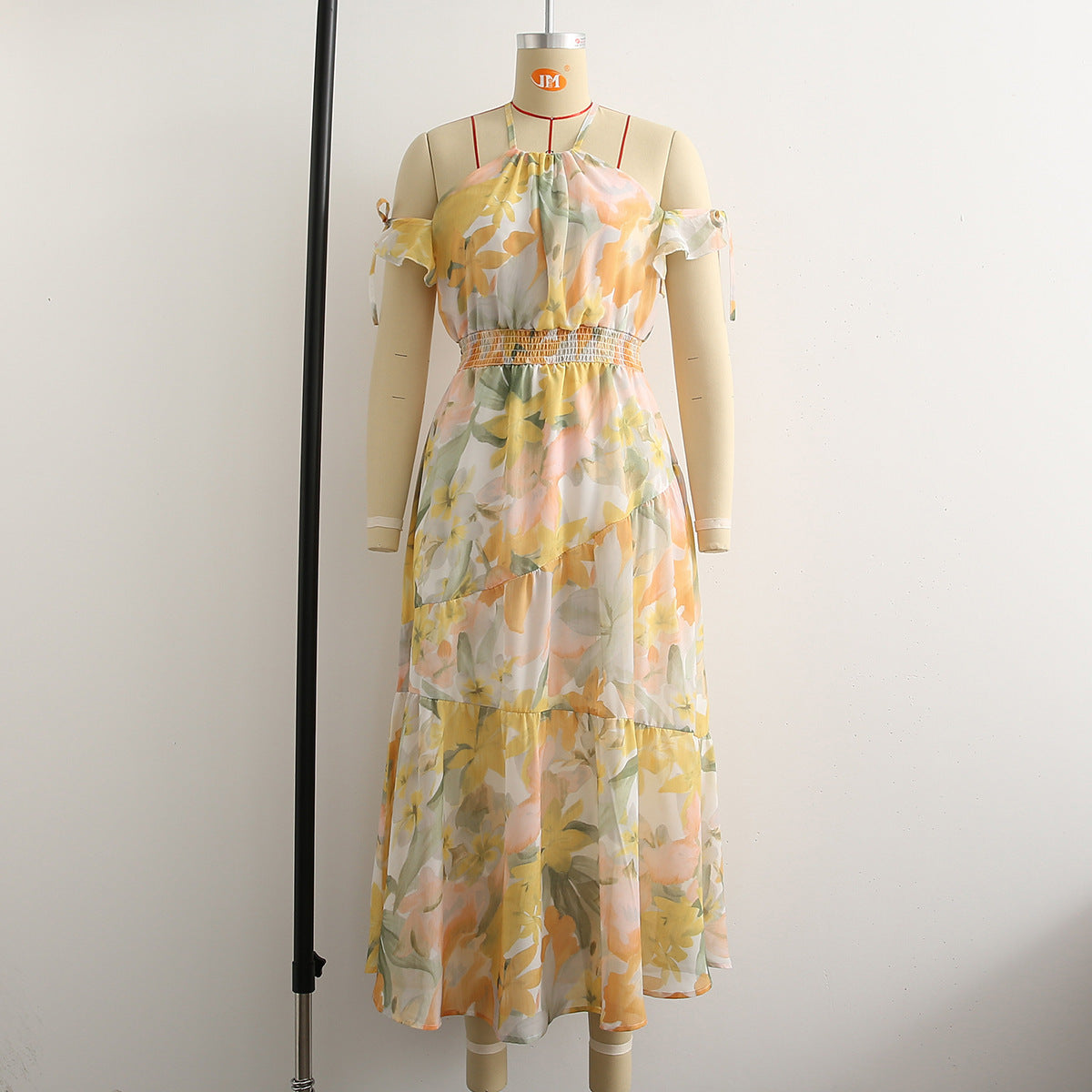 Spring And Summer New Women's Fashion Casual Chiffon Printed Suspender Dress