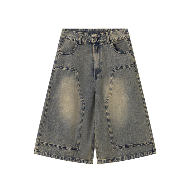 Retro Leopard Print Seven-Quarter Shorts Unisex Street  Loose Casual Wide-Leg Work Pants Trendy Brand Five-Quarter Pants