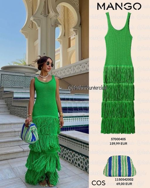 Summer New Solid Hem Tassel Knitted Strap Dress