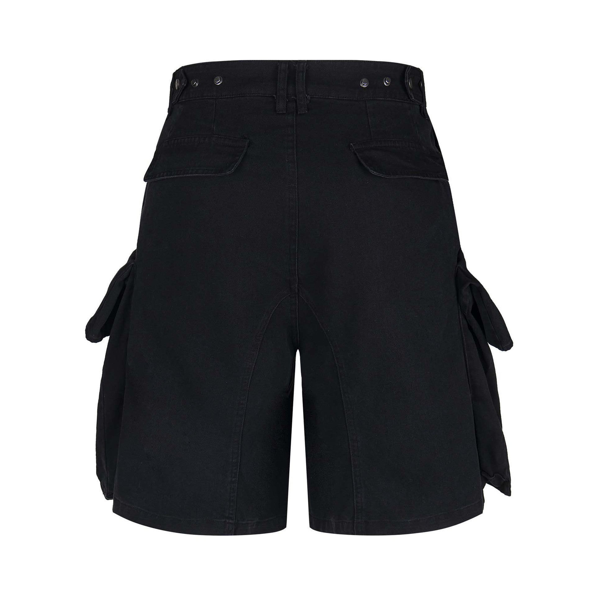 Retro Camouflage Multi-Pocket Denim Work Shorts Unisex Loose Wide-Leg Straight Leg Five-Point Pants