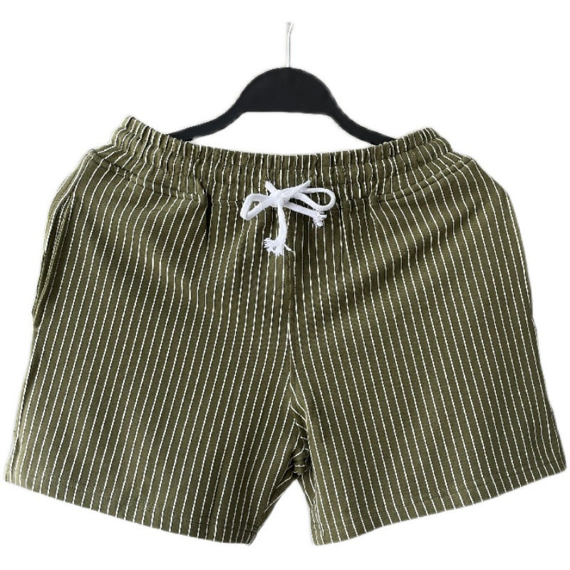 Summer striped cropped shorts for men and women's sports and casual shorts