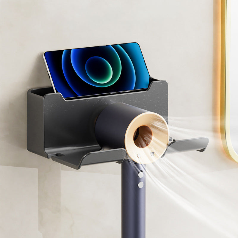 Wall-Mounted Hair Dryer Bracket Shelves Hand-Free Hair Dryer Hangers Bathroom Storage Rack
