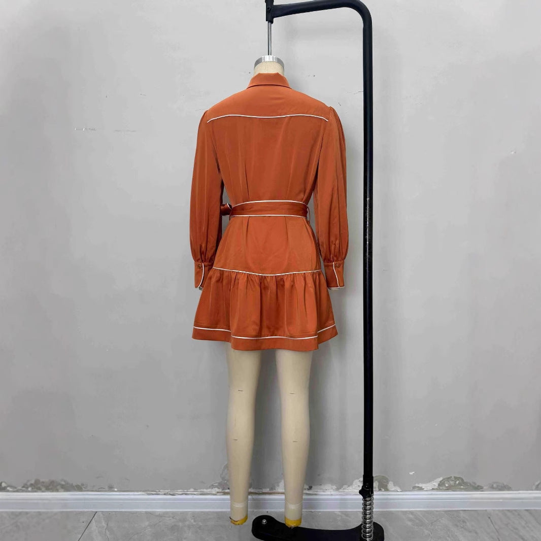 Lace up shirt dress