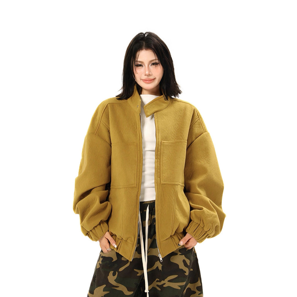 Short Outerwear Baseball Collar Aviator Work Jacket