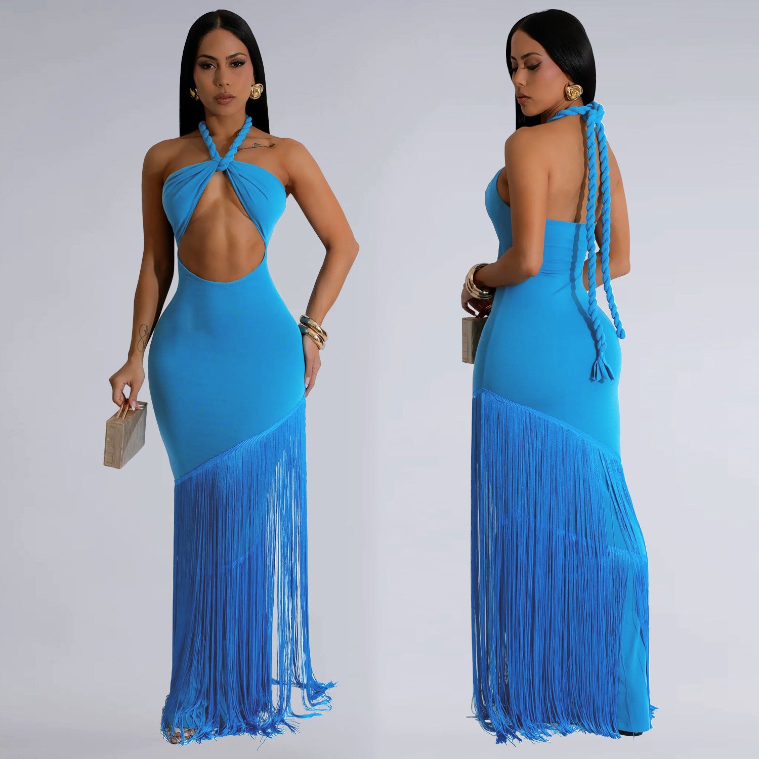 Women's Summer Dress with Tassel Splicing and Strapless Design