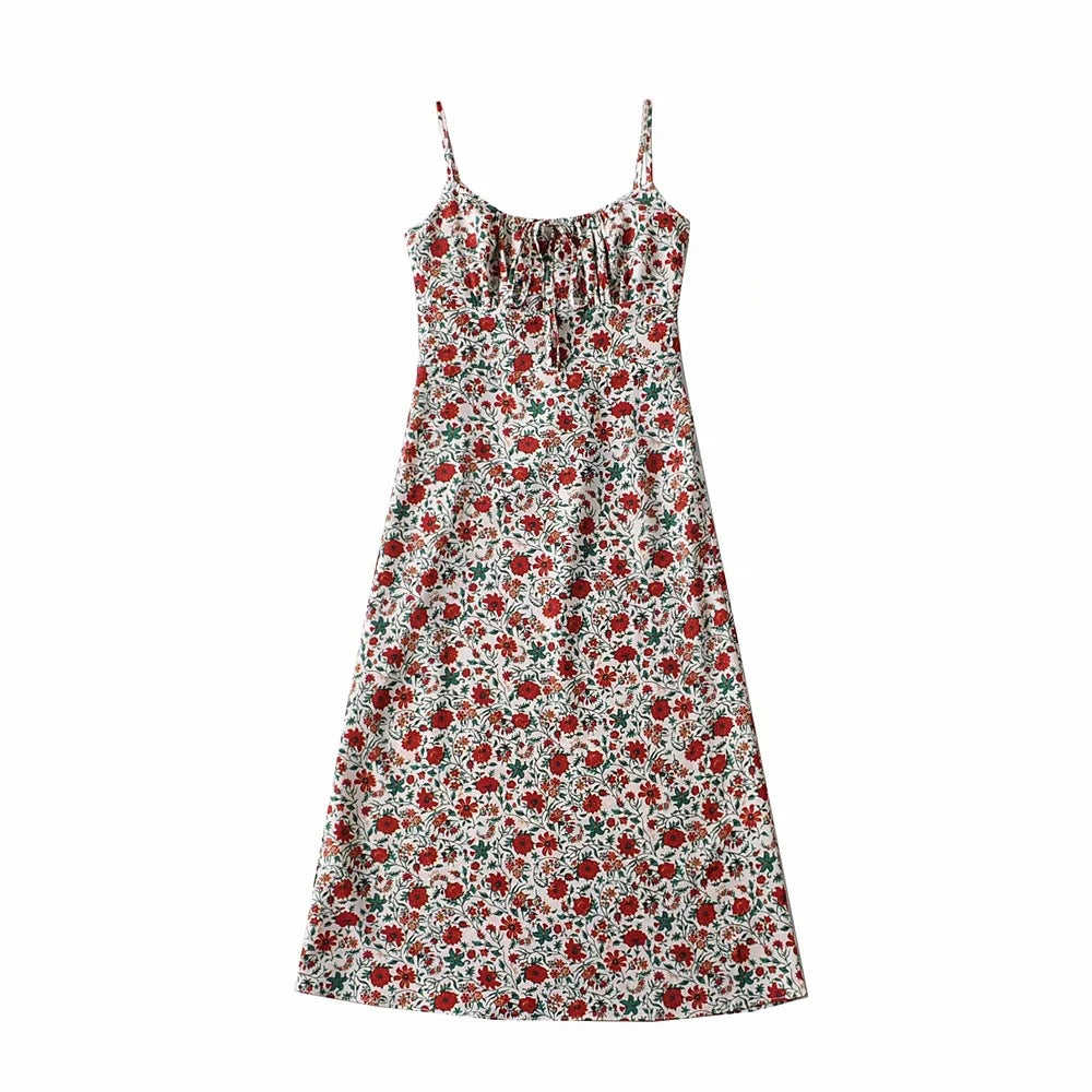Summer Women's Small Floral Suspender Dress