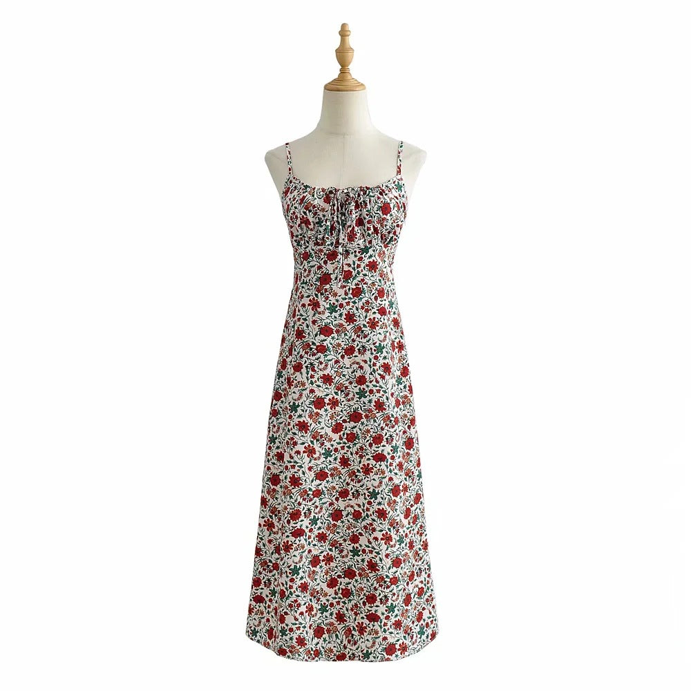Summer Women's Small Floral Suspender Dress