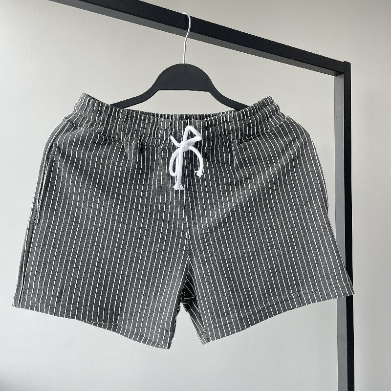 Summer striped cropped shorts for men and women's sports and casual shorts