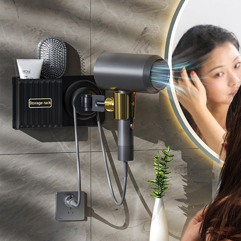 Lazy Hair Dryer Bracket Hands-Free Hair Dryer Multifunctional Shelf Wall-Mounted Without Punching Holes