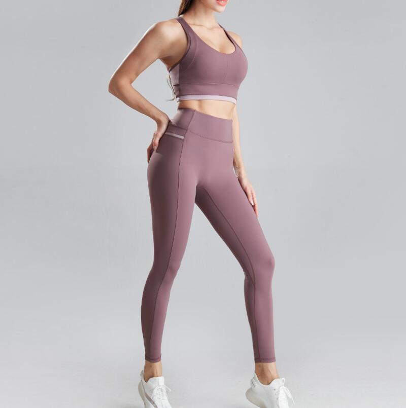 Seamless Yoga Clothes Suit Women Autumn and Winter New Knitting Hips Stretch Fitness Sports Yoga Clothes 2 Piece Set