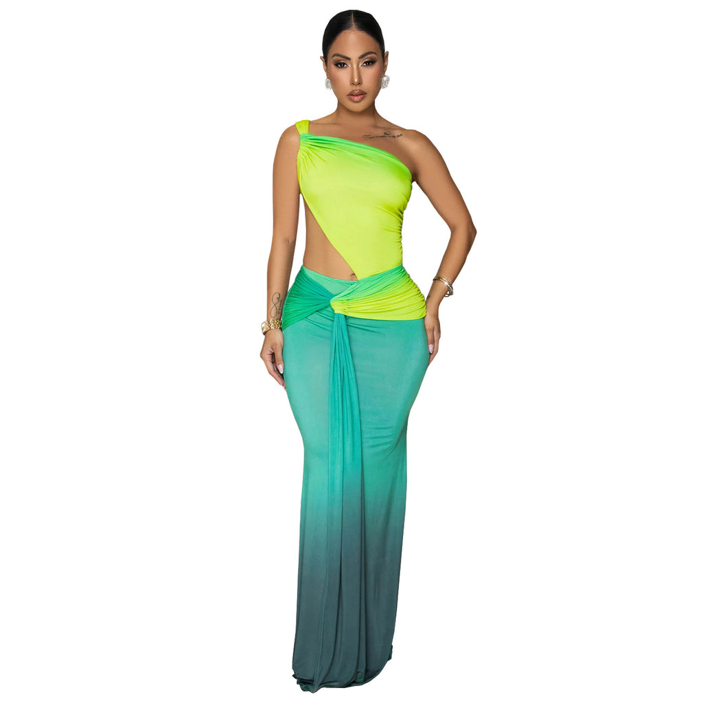 Women's Summer Sexy Off-the-Shoulder Gradient Dress