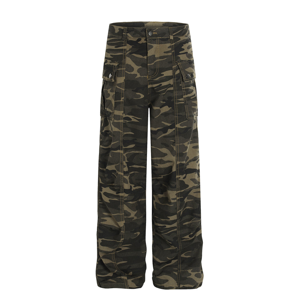 Camouflage straight leg work pants