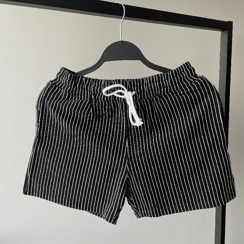 Summer striped cropped shorts for men and women's sports and casual shorts