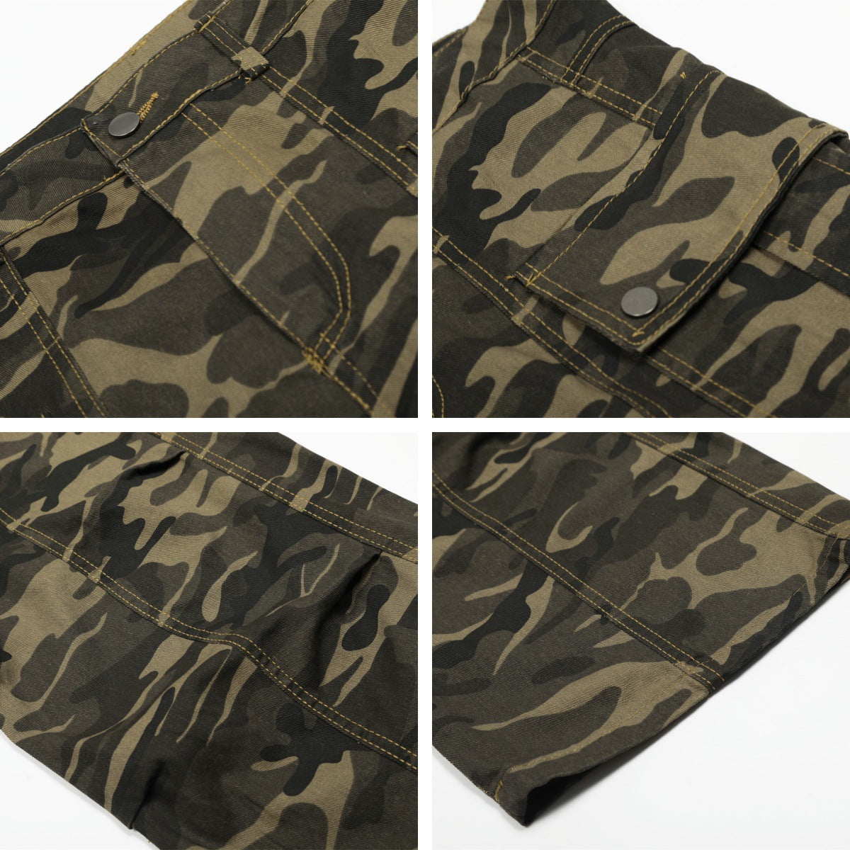 Camouflage straight leg work pants