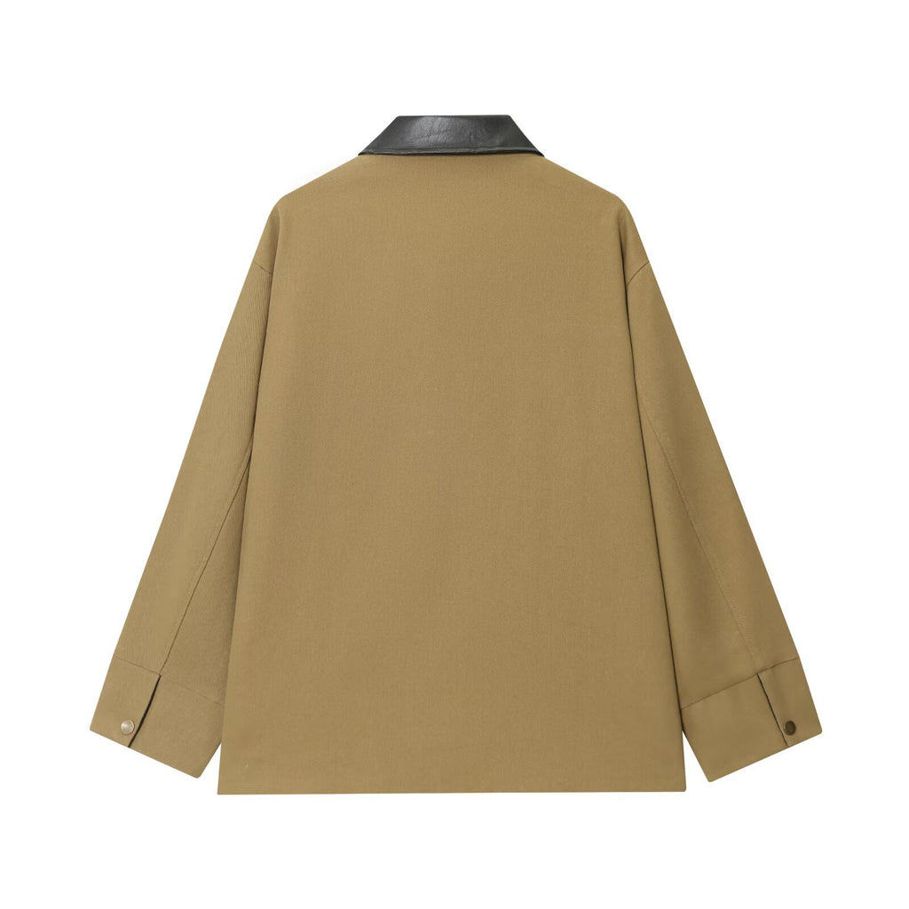 Work style leather collar jacket