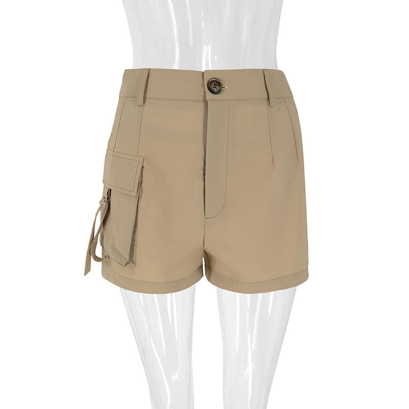 Women's Work Pants Button Pocket Shorts