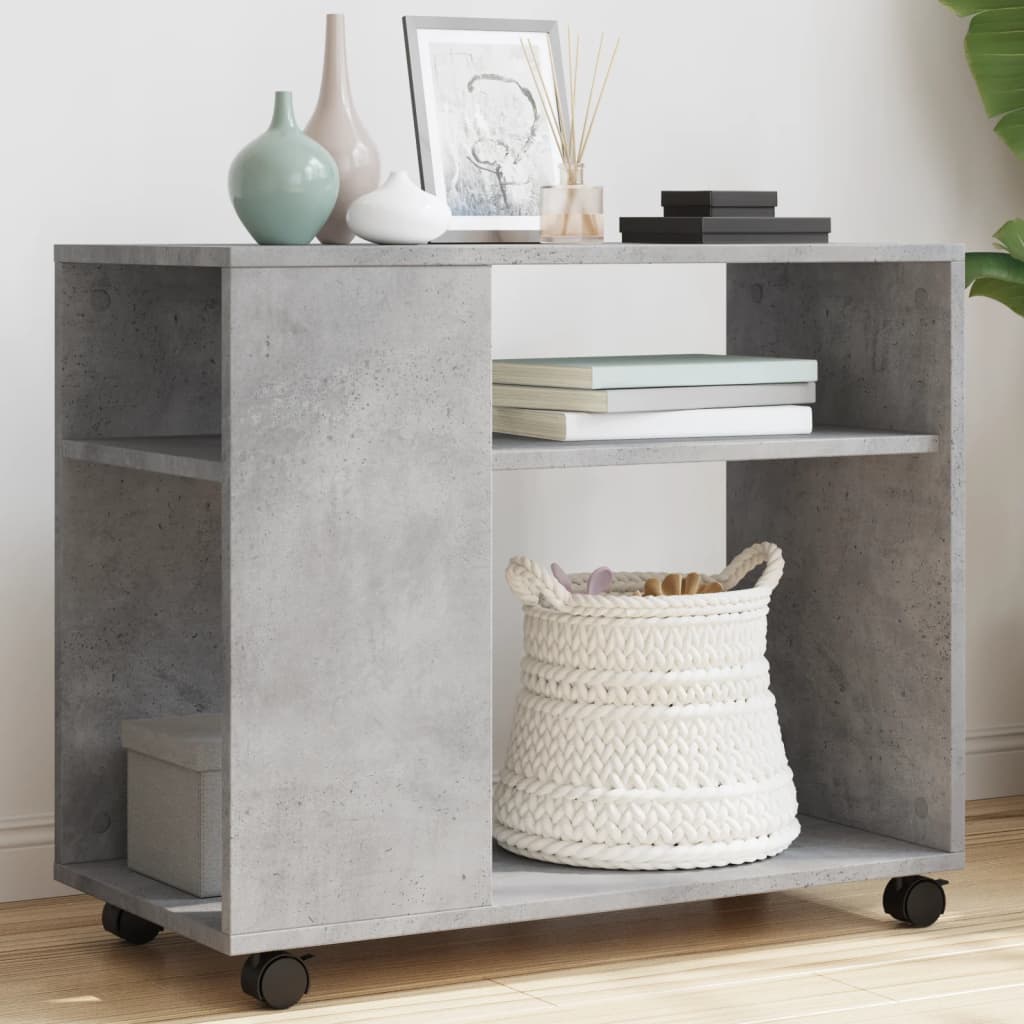 Side Table with Wheels 70x Wood Material   Side Table