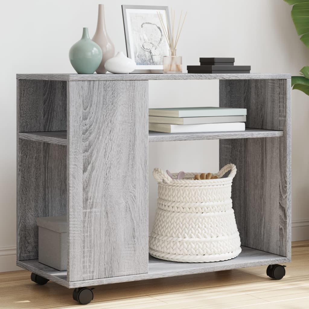 Side Table with Wheels 70x Wood Material   Side Table