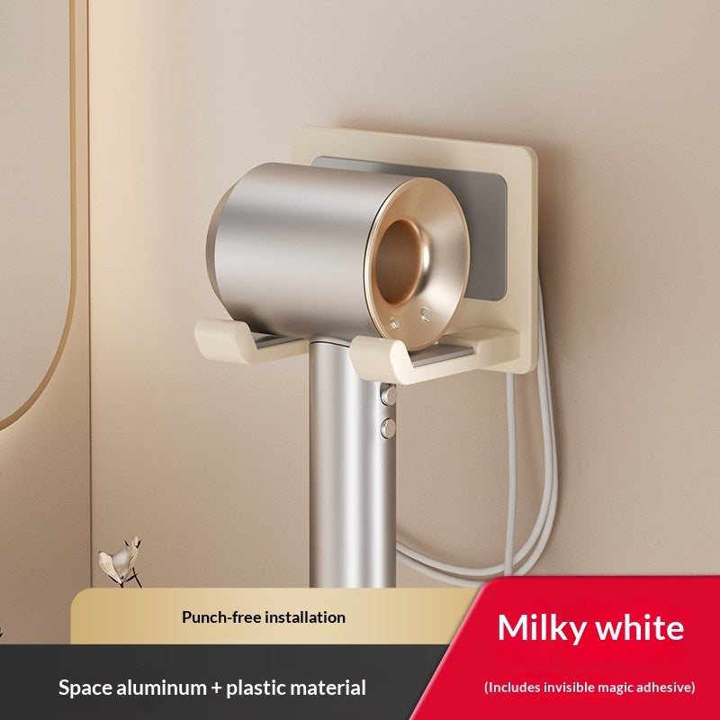 No-drill Hair Dryer Shelf Bathroom Hair Dryer Holder Space Aluminum Wall-mounted Hair Dryer Rack