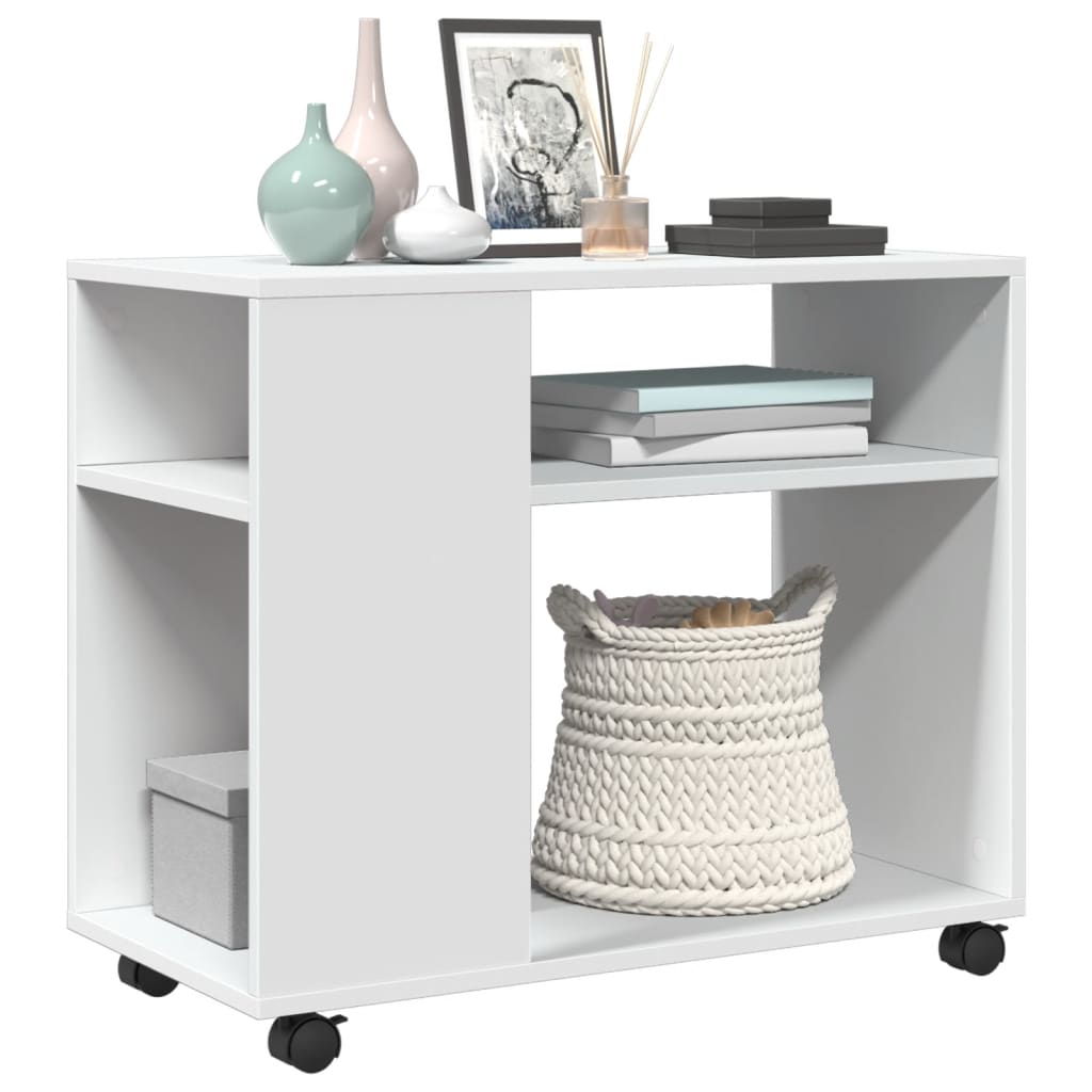 Side Table with Wheels 70x Wood Material   Side Table